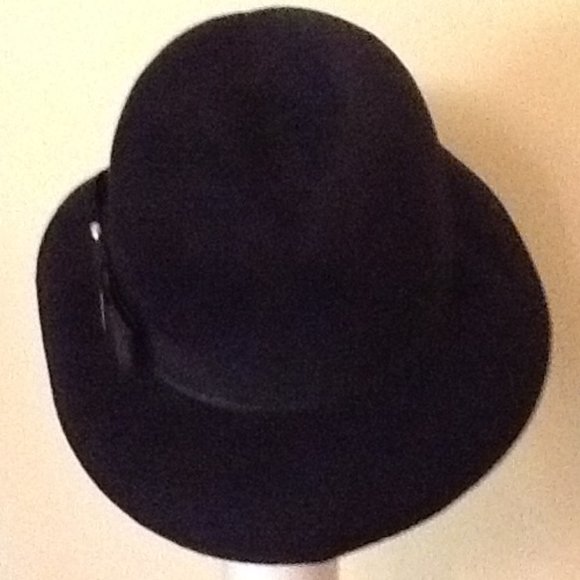 Vintage Navy Blue Velour Fedora with Hatpin - Picture 2 of 3